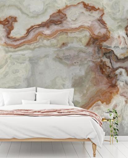 papier peint en marbre marron, orange et blanc pour cuisines, salles de bain et salons