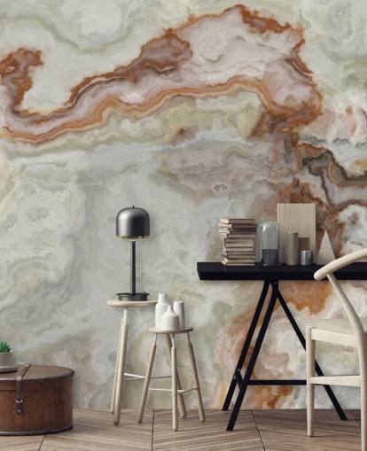 brown, orange and white marble wallpaper for kitchens, bathrooms and living rooms