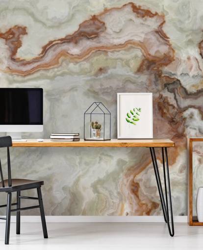 brown, orange and white marble wallpaper for kitchens, bathrooms and living rooms