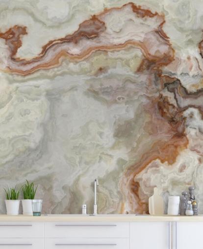 bruin, oranje en wit marmerbehang voor keukens, badkamers en woonkamers bruin, oranje en wit marmerbehang voor keukens, badkamers en woonkamers