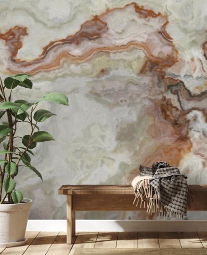 brown, orange and white marble wallpaper for kitchens, bathrooms and living rooms