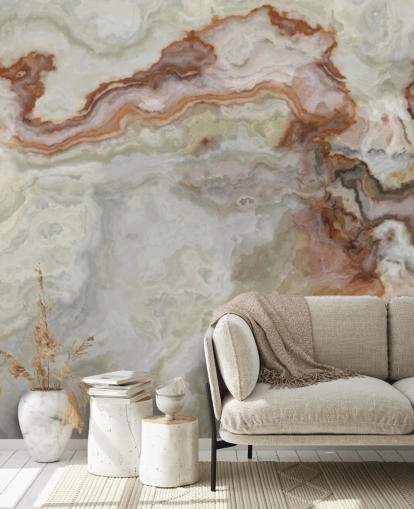 carta da parati in marmo marrone, arancione e bianco per cucine, bagni e salotti
