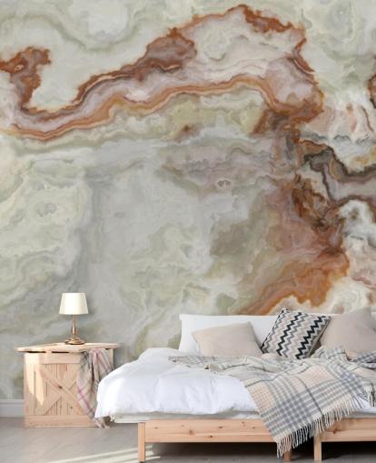 braune, orange und weiße Marmortapete für Küchen, Badezimmer und Wohnzimmer