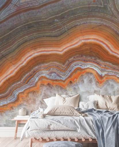 papel de parede de geodo laranja, branco e cinza