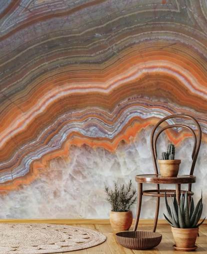 orange, vit och grå geode tapet