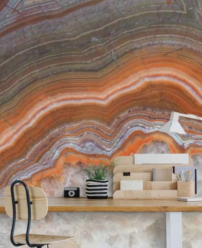papel pintado de geoda naranja, blanco y gris papel pintado de geoda naranja, blanco y gris