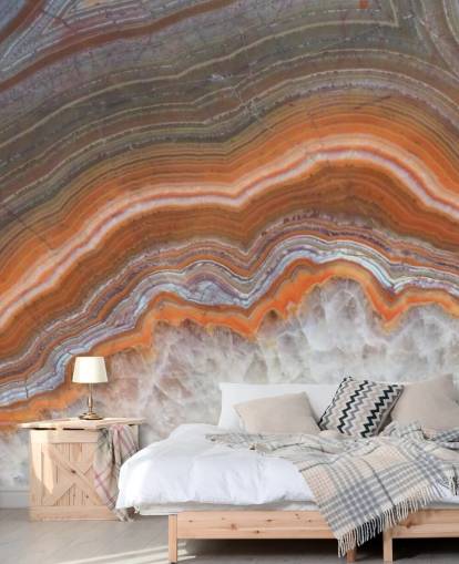 carta da parati geode arancione, bianca e grigia