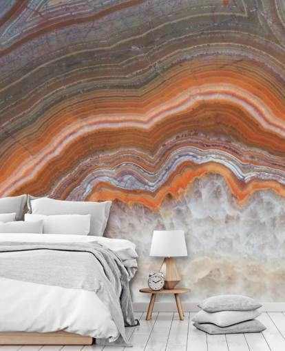 papel de parede de geodo laranja, branco e cinza