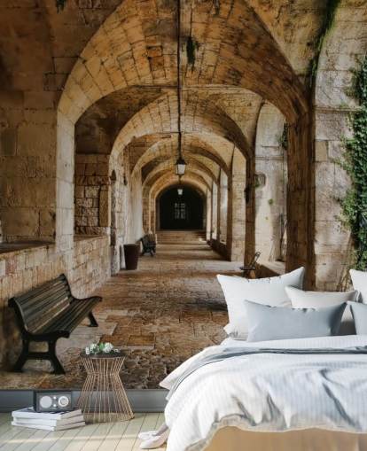 Carta da parati per vecchi edifici con tunnel 3D