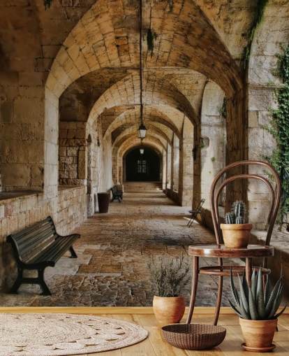 3D-Tunnel-Altbau-Tapete