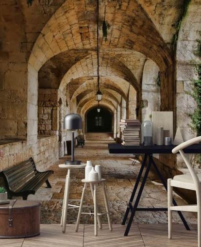 3d tunnel old building wallpaper