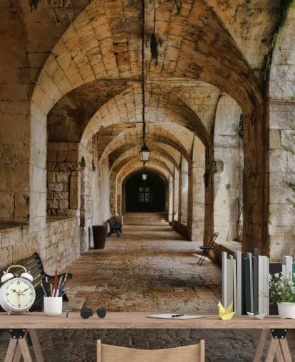 3d tunnel old building wallpaper