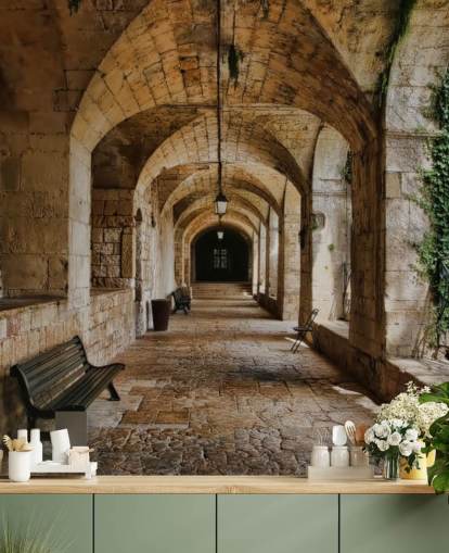 3d tunnel old building wallpaper