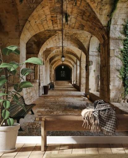 3d tunnel old building wallpaper