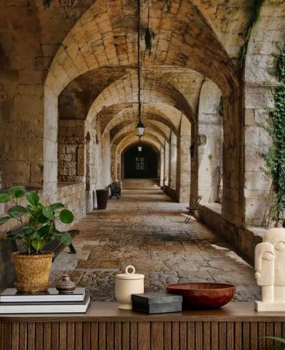 Carta da parati per vecchi edifici con tunnel 3D