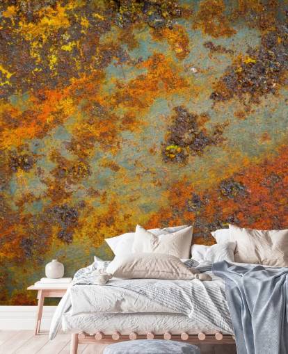 orange metal wallpaper mural called Flecks of Rust for living rooms, bedrooms and commercial spaces orange metal wallpaper mural called Flecks of Rust for living rooms, bedrooms and commercial spaces