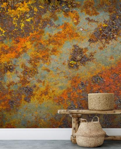 orange metall tapetväggmålning kallad Flecks of Rust för vardagsrum, sovrum och kommersiella utrymmen orange metall tapetväggmålning kallad Flecks of Rust för vardagsrum, sovrum och kommersiella utrymmen