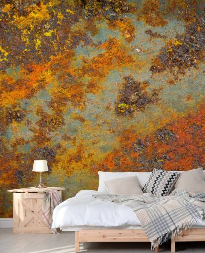 orange metal wallpaper mural called Flecks of Rust for living rooms, bedrooms and commercial spaces