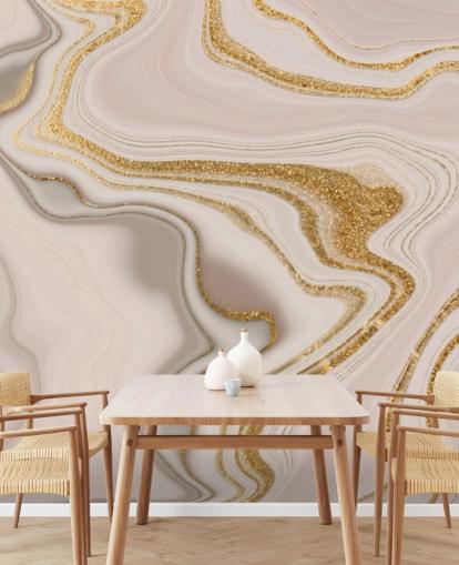 papel de parede aquarela rosa claro e dourado