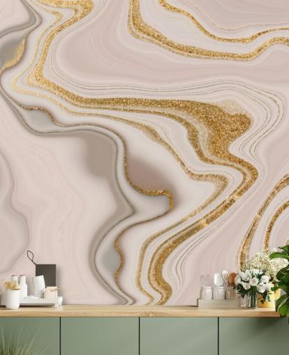 light pink and gold watercolour wallpaper
