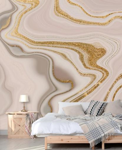 hellrosa und goldene Aquarelltapete