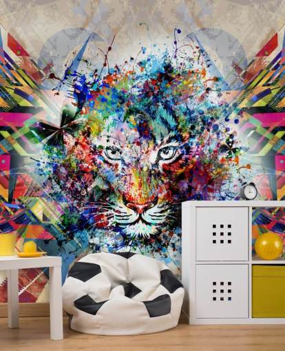 papier peint graffiti tigre