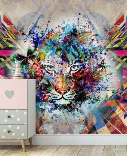 papel de parede tigre graffiti