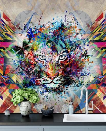 papel de parede tigre graffiti papel de parede tigre graffiti