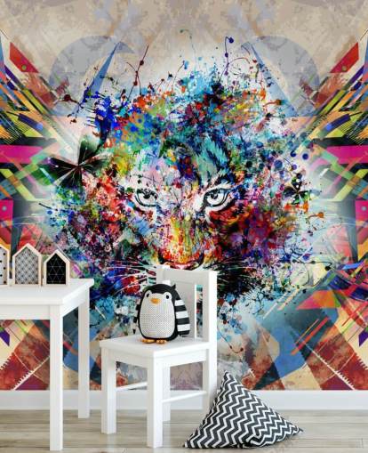 papel de parede tigre graffiti