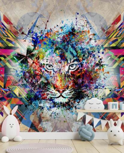 tiger graffiti behang