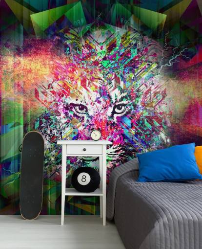 papier peint graffiti tigre coloré
