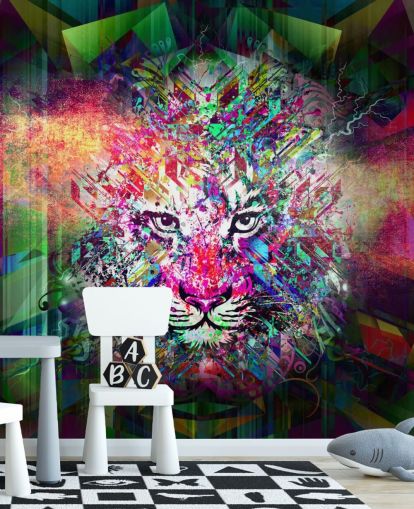 carta da parati graffiti tigre colorata