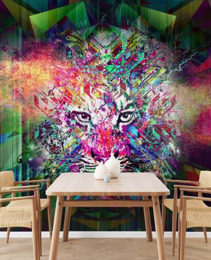 papel pintado de graffiti tigre colorido