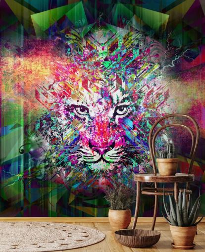 papel pintado de graffiti tigre colorido
