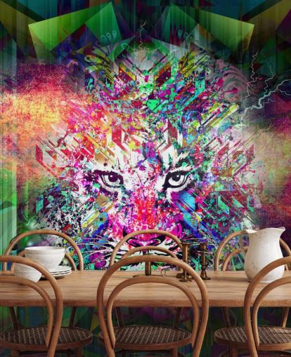papel pintado de graffiti tigre colorido