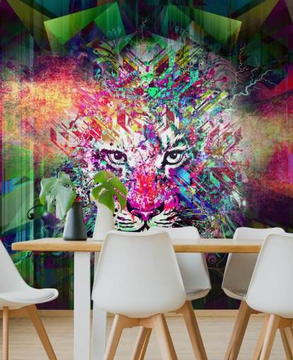 bunte Tiger-Graffiti-Tapete bunte Tiger-Graffiti-Tapete