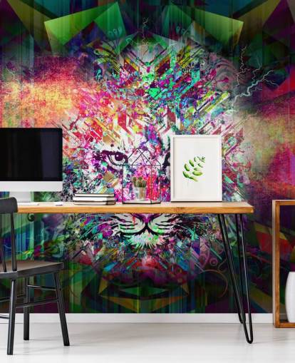 colourful tiger graffiti wallpaper