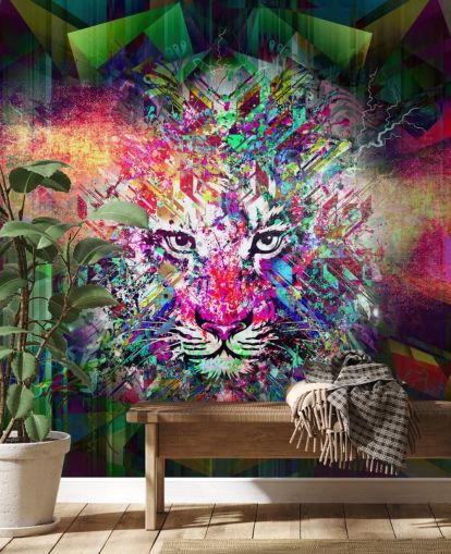 colourful tiger graffiti wallpaper