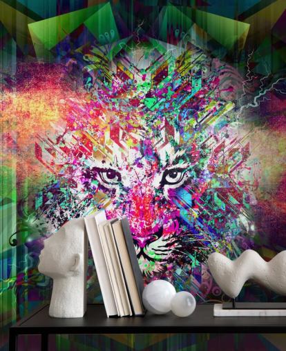 colourful tiger graffiti wallpaper