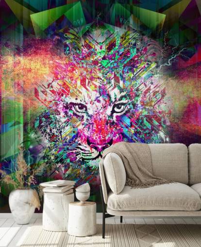 papel pintado de graffiti tigre colorido