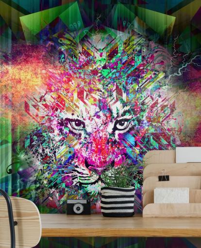 papel pintado de graffiti tigre colorido
