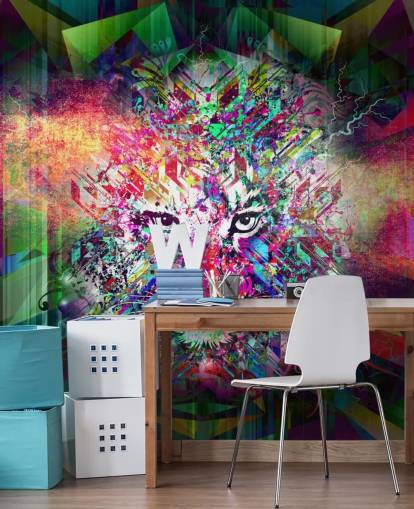 papier peint graffiti tigre coloré