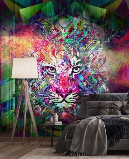 farverige tiger graffiti tapet