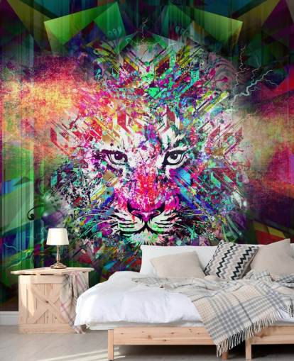 colourful tiger graffiti wallpaper