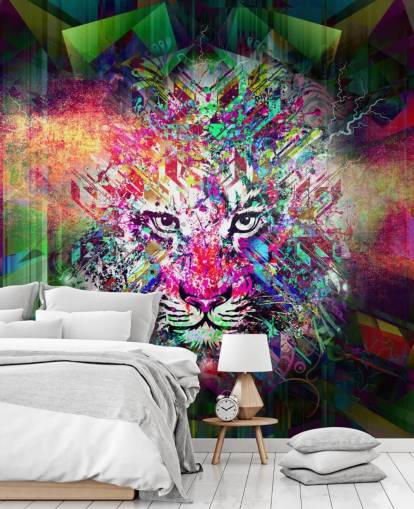 papel pintado de graffiti tigre colorido