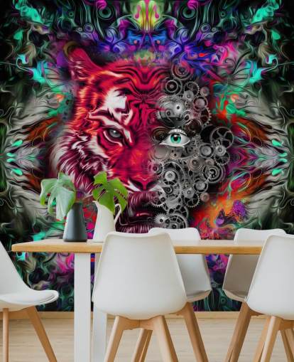 colourful tiger graffiti wallpaper