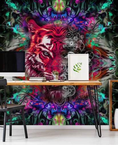 colourful tiger graffiti wallpaper