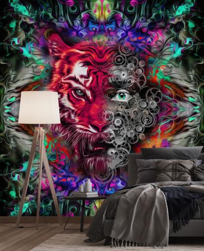 papel pintado de graffiti tigre colorido