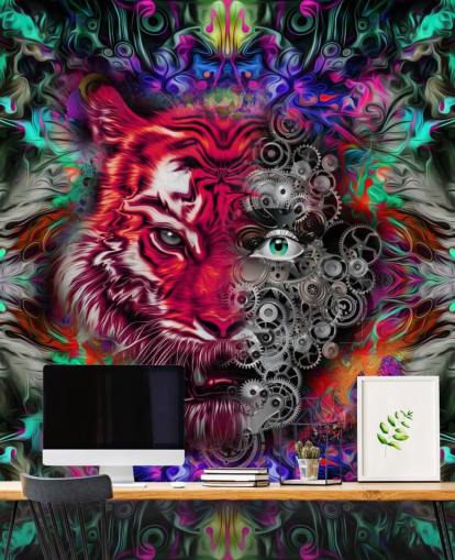 farverige tiger graffiti tapet farverige tiger graffiti tapet