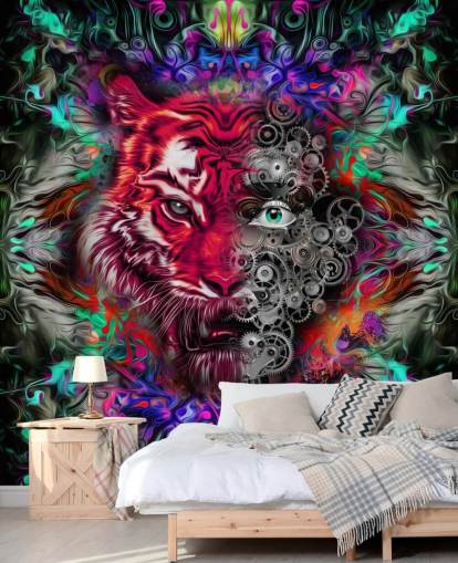 papier peint graffiti tigre coloré papier peint graffiti tigre coloré